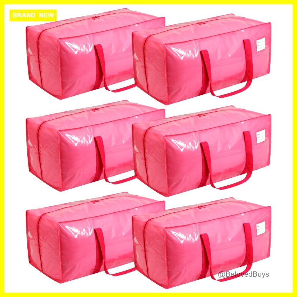 6 Pack Heavy Duty Moving Bags with Zipper, Storage Totes for Clothes & Bedding